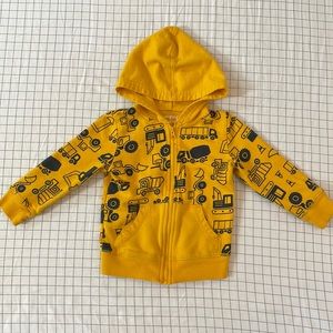 Jumping beans 18M hooded jacket yellow w/trucks 100% cotton Great used condition